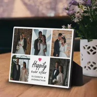 Happily Ever After Heart Wedding Photo Collage  Plaque