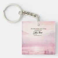 He Made Everything Beautiful Watercolor Sunset Keychain