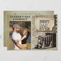 Best Dad Ever Fathers Day Add Photo Rustic Cookout Invitation