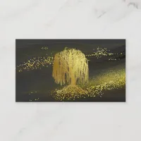 *~* Willow Tree Gold Dust Black Gold Glitter Business Card