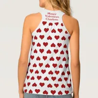 Red And White Valentine Love Hearts Name A.I. Tank Top