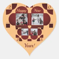 Geometric colored frames - 4 photos happy new year heart sticker