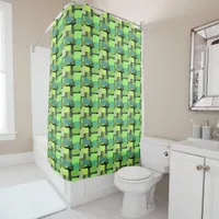 Green Emerald Lime Jade Modern Abstract Shower Curtain