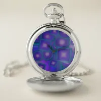 Geometric Harmony in Blues and Purples Pocket Watch