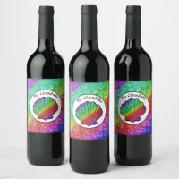 Clambake Rainbow Clam Shellfish Pattern Wine Label