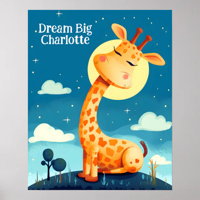 Giraffe Dreaming | Animal Nursery Art Poster