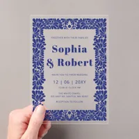 Mexican Blue Talavera Tiles Wedding  Acrylic Invitations