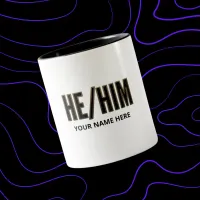 Pronouns He Him Black and Gold Two-Tone Coffee Mug