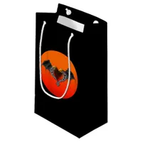 Halloween Goth Orange Heart & Bat Wings Gift Bag