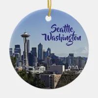 Seattle, Washington Keepsake Souvenir Christmas Ceramic Ornament