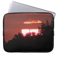 Pink Sun setting behind Trees   Laptop Sleeve