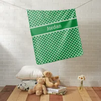 Personalized Central Stripe Green Polka-Dotted Baby Blanket