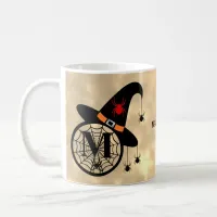 Monogram M Halloween Sky Witch Spiders Name Coffee Mug