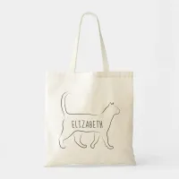 Sleek Black Cat Personalized with Your Name  Tote