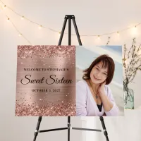 Glittery Rose Gold Foil Welcome Sweet Sixteen Foam Board