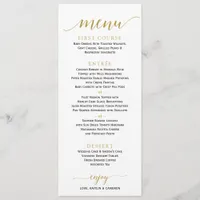 Romantic Calligraphy Wedding Menu | 4 x 9 | Gold