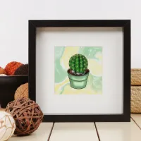 Hand drawn Cactus Succulent with green and yellow  Poster