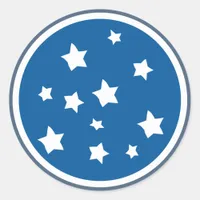 Distressed Irregular White Stars Blue Background Classic Round Sticker