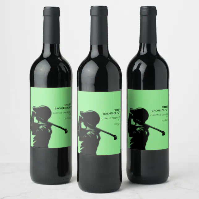 Black golfer Golfing Trip Bachelor Party minimal  Wine Label