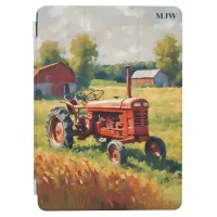 Red Tractor Farm Retro Rustic Nostalgia Monogram iPad Air Cover