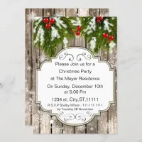 winter woodland pine Holiday party Invitation