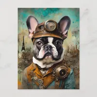 Adorable Steampunk French Bulldog Postcard