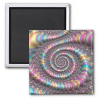 Psychedelic Rainbow Unicorn Funky Nautilus Fractal Magnet