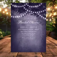 Purple Rustic Tree String Lights Bridal Shower Invitation