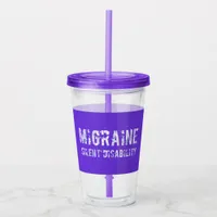 Migraine Silent Disability Awareness in Grunge Acrylic Tumbler