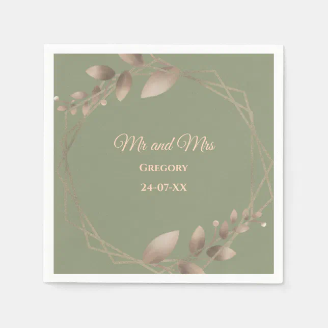 Modern Simple botanical elegant sage green gold  Napkins