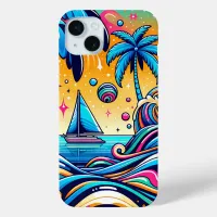 Fun Whimsical Psychedelic Sailboat  iPhone 15 Plus Case