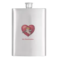 Cupid on Red Heart Flask