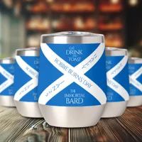 Eat Drink and Toast Robbie Burns Scottish Flag Thermal Wine Tumbler