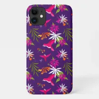 Pink Purple Tropical Hummingbird Patterned iPhone 11 Case