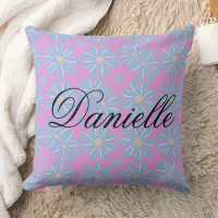Blue Floral Pattern - Personalized Throw Pillow