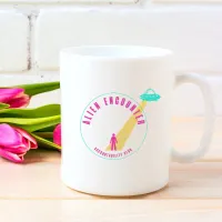 Alien Encounter Club Funny Pink & Teal Graphic Coffee Mug