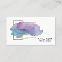 *~* Geometric Gold Purple Magenta Watercolor Business Card