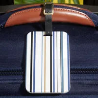 Blue white gold stripes Luggage Tag