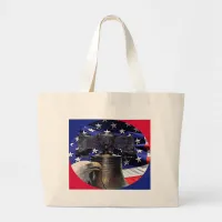 American Bald Eagle, Bell and Flag Large Tote Bag