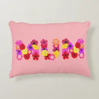 Blush Pink Floral Mum Typographic Accent Pillow