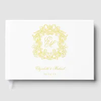 Elegant Wedding Monogram Vintage Crest Gold Foil Guest Book