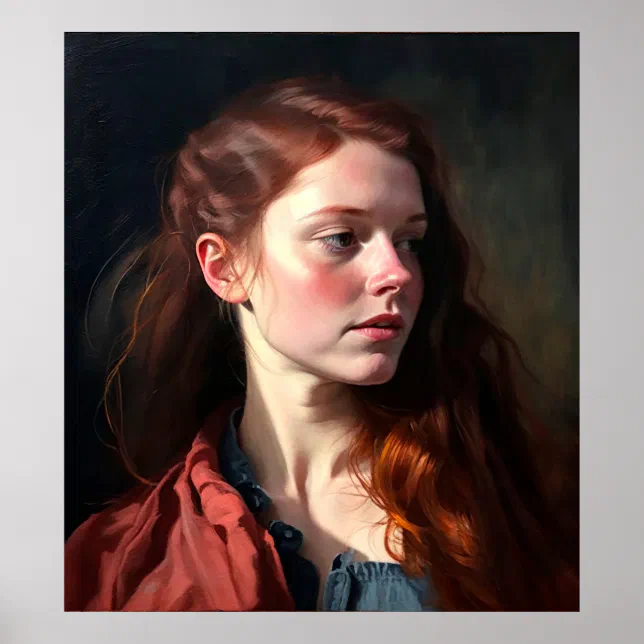 Scottish Woman Portrait Oil Painting Poster