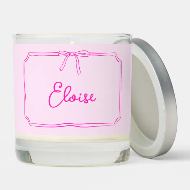 Handwritten Custom Name Coquette Bow Aesthetic Scented Candle