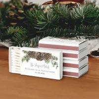 Rustic Watercolor Pine Cone Winter Wedding Matchboxes