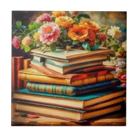 Vintage Books and Flowers