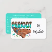 Bold Turquoise Periodt African American Nail Salon Business Card