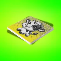 Silver Glitter on Yellow with a Cow | Trivet