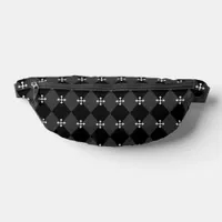 Gray and Black Harlequin Design with Gothic Cross Fanny Pack