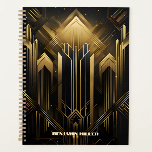 Art Deco Retro Vintage Classic 1920s Black & Gold Planner