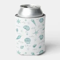 Shells Starfish Sun Fun Text Teal ID918  Can Cooler